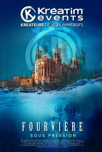 Dessin de la basilique sous l'eau suite au thème de notre nouvelle escape game "Fourvière sous pression" proposé au Carré Fourvière